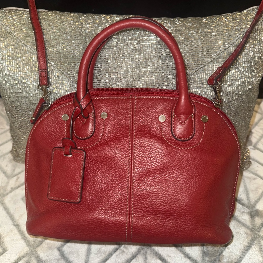 Tignanello Elegant Red Leather satchel handbag